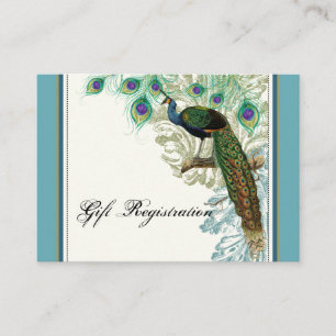 Vintager Pfau, Federn - Gift-Registrierungskarte Begleitkarte