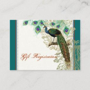 Vintager Pfau, Federn - Gift-Registrierungskarte Begleitkarte
