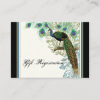 Vintager Pfau, Federn - Gift-Registrierungskarte