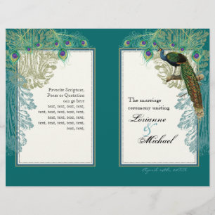 Vintager Pfau, Federn - Hochzeitsprogramm