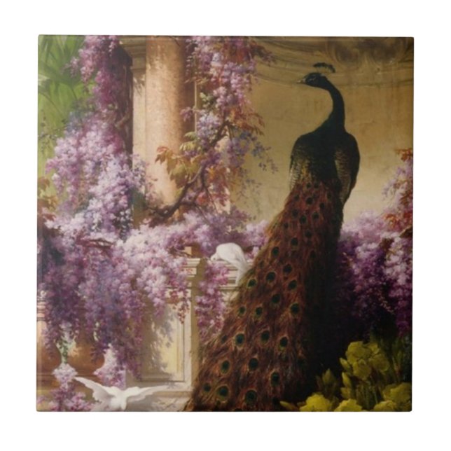 Vintager Pfau Fliese (Vorderseite)