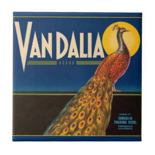 Vintager Pfau-Frucht-Kisten-Aufkleber Fliese