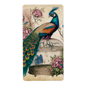 Vintager Pfau im Vogelkäfig Viktorianisch