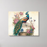 Vintager Pfau im Vogelkäfig Viktorianisch