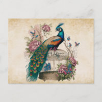 Vintager Pfau im Vogelkäfig Viktorianisch