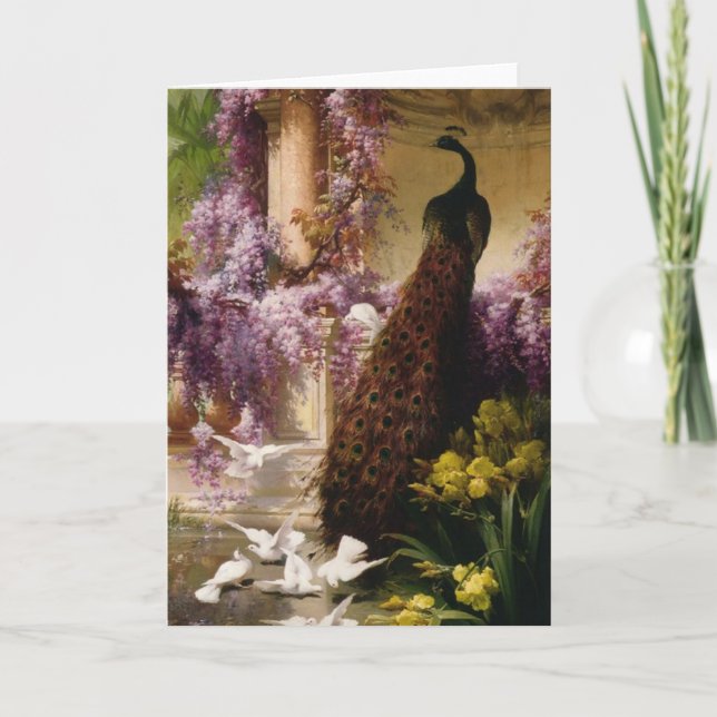 Vintager Pfau Karte (Vorderseite)