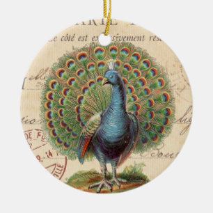 Vintager Pfau... Keramik Ornament