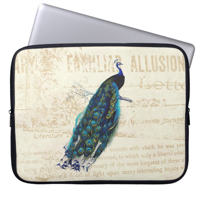 Vintager Pfau Laptopschutzhülle (Vorderseite)