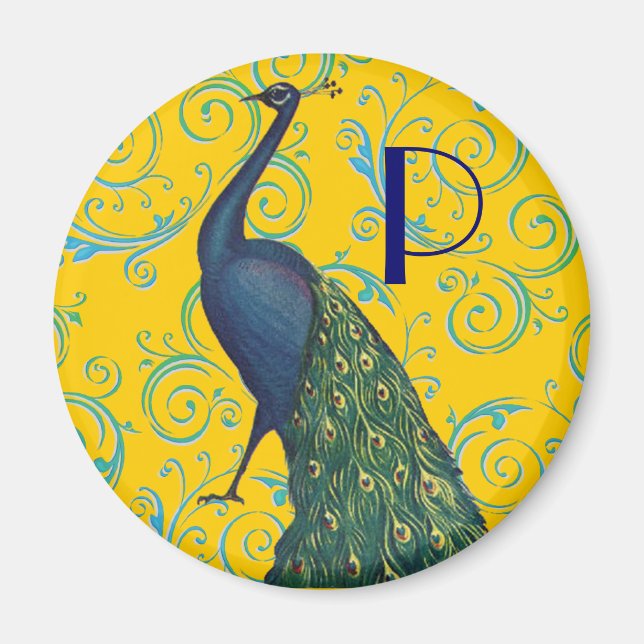 Vintager Pfau Magnet (Vorne)