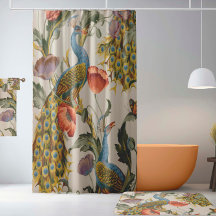 Vintager Pfau mit rosa und Lila Pfauen