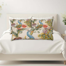 Vintager Pfau mit rosa und Lila Pfauen