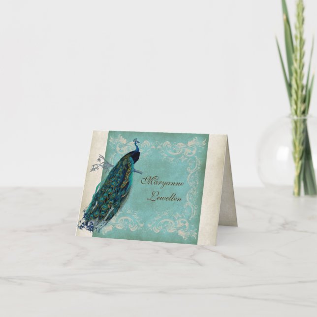 Vintager Pfau-persönliche Geschäftskorrespondenz Karte (Vorderseite)