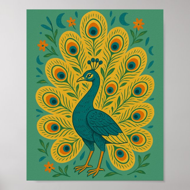 Vintager Pfau Poster (Vorne)