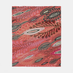 Vintager Pfau Rotes Dekorationsmuster Nahtloses Mu Fleecedecke
