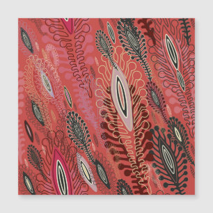 Vintager Pfau Rotes Dekorationsmuster Nahtloses Mu Magnetkarte