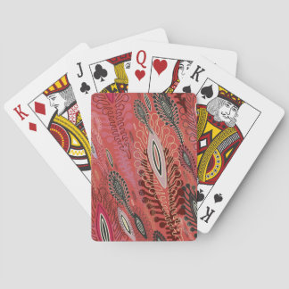 Vintager Pfau Rotes Dekorationsmuster Nahtloses Mu Spielkarten