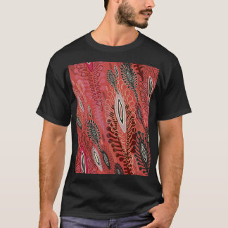 Vintager Pfau Rotes Dekorationsmuster Nahtloses Mu T-Shirt