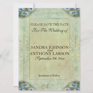 Vintager Pfau Save the Date