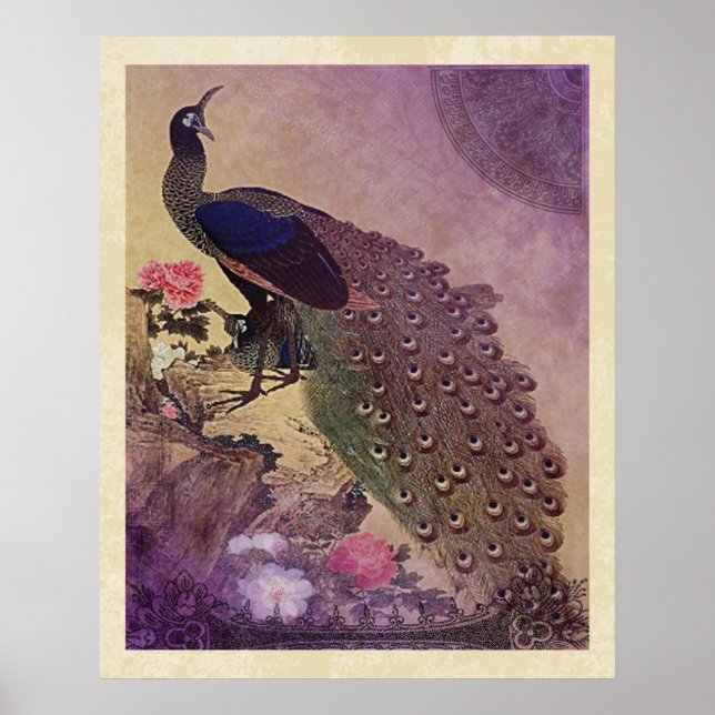 Vintager Pfau und Pfeife - japanische Printmedien Poster (Vorne)