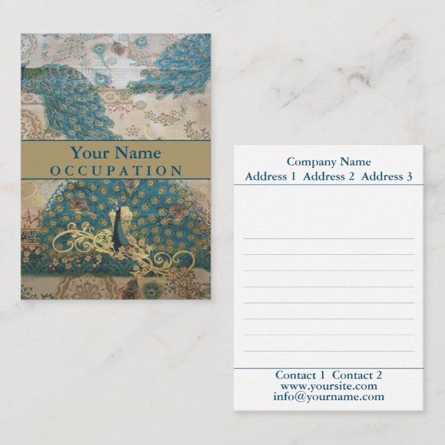 Vintager Pfau - Visitenkarte (Vorne/Hinten)