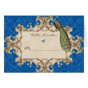 Vintager Pfau-Wedding Tischnummer-Sitzplatz-Karten