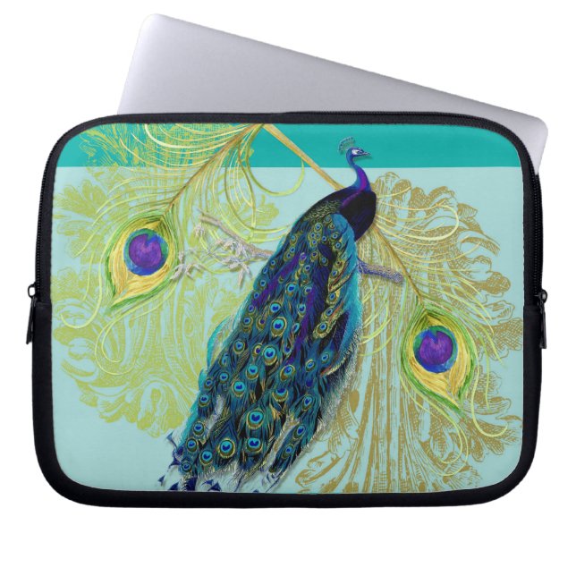 Vintager Pfau Wirbel in Feathers Art Laptopschutzhülle (Vorderseite)