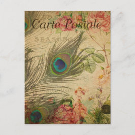 Vintager Pfauenblick Feather Französische Kunst, D Postkarte