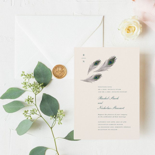 Vintager Pfauenfeather-Einladung Einladung (Von Creator hochgeladen)