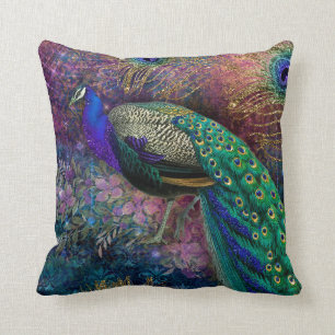 Vintager Pfauenfederhalter Aquamarine Seestreitmac Kissen