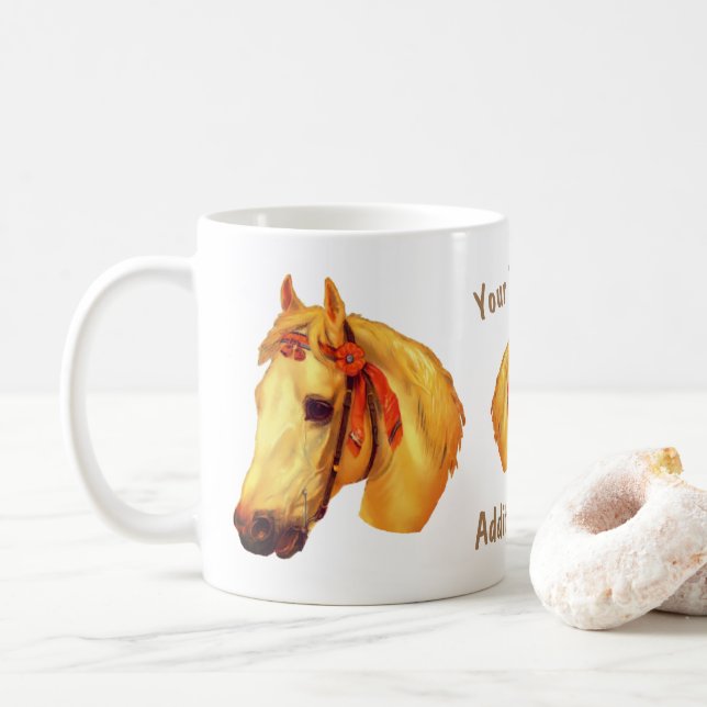 Vintager Pferdekopf Personalisiert Kaffeetasse (Mit Donut)