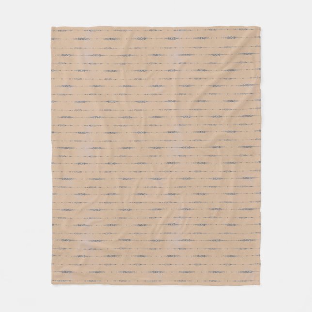 Vintager Pfirsich und eleganter silbergrauer Strei Fleecedecke (Vorderseite)