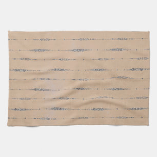 Vintager Pfirsich und eleganter silbergrauer Strei Geschirrtuch