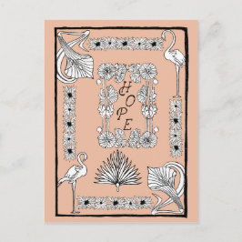Vintager Pfirsichschwarz und Weiß-Hope-Text Postkarte