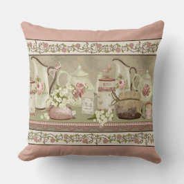 Vintager Pfirsichtee und Rose Kissen