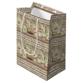 Vintager Pfirsichtester & Rose Geschenktasche Mittlere Geschenktüte