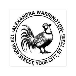 Vintager Pheasant Game Bird 3 Name Rücksendeadress Permastempel