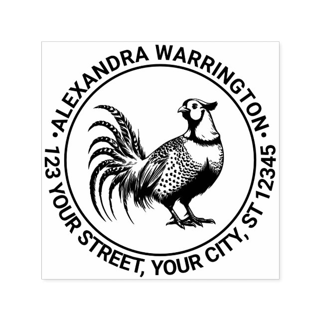 Vintager Pheasant Game Bird 3 Name Rücksendeadress Permastempel (Design)