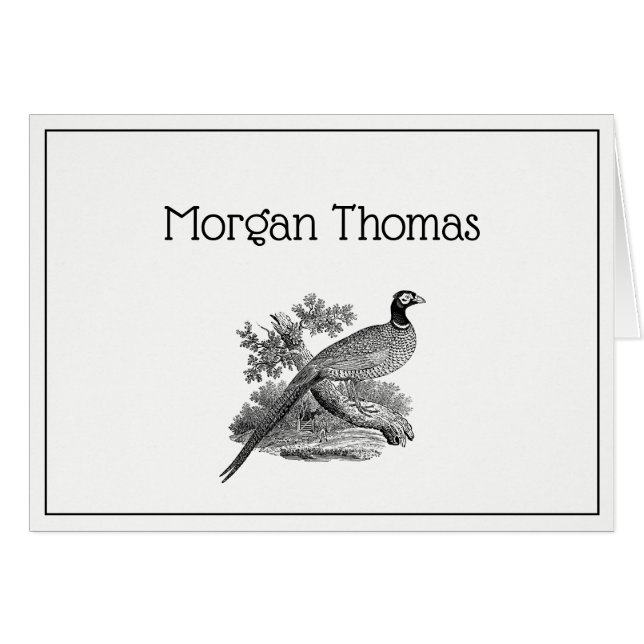 Vintager Pheasant Game Bird Zeichne BW (Vorderseite (Horizontal))