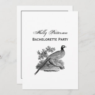 Vintager Pheasant Game Bird Zeichne BW Einladung