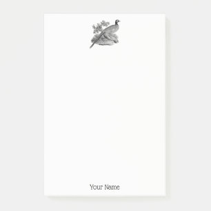 Vintager Pheasant Game Bird Zeichne BW Post-it Klebezettel