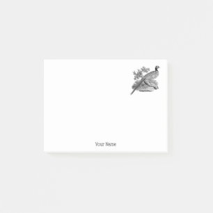 Vintager Pheasant Game Bird Zeichne BW Post-it Klebezettel