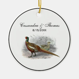 Vintager Pheasant Game Bird Zeichne Farbe #2 Keramik Ornament