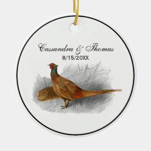 Vintager Pheasant Game Bird Zeichne Farbe 3 Keramik Ornament
