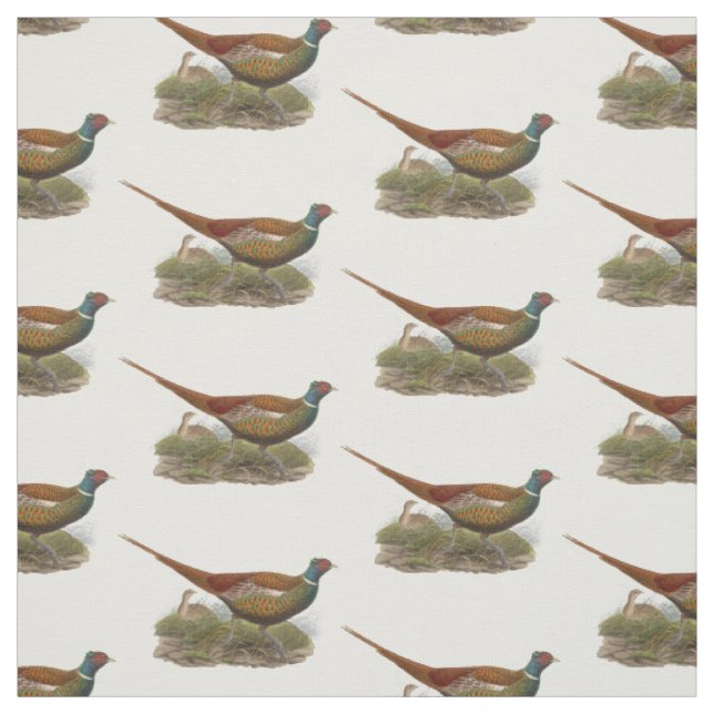 Vintager Pheasant Game Bird Zeichne Farbe Stoff (Muster)