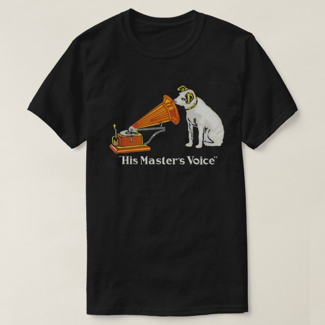 Vintager Phonograph Gramophone Seine Meister Stimm T-Shirt (Design vorne)