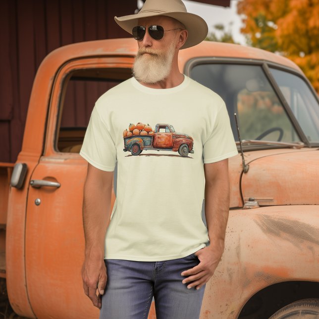 Vintager Pick-up-LKW Pumpkin-Ernte T-Shirt (Von Creator hochgeladen)