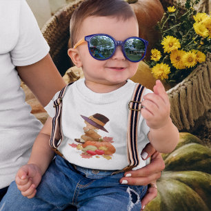 Vintager Pilgrim Boy betet auf Pumpkin Baby T-shirt