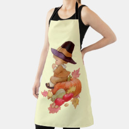 Vintager Pilgrim Boy Gebet auf Pumpkin Full Print Schürze