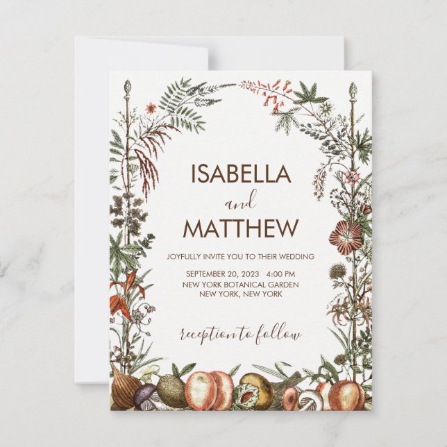 Vintager Pilz-Wildblume Märchenbär Einladung (Vorderseite)