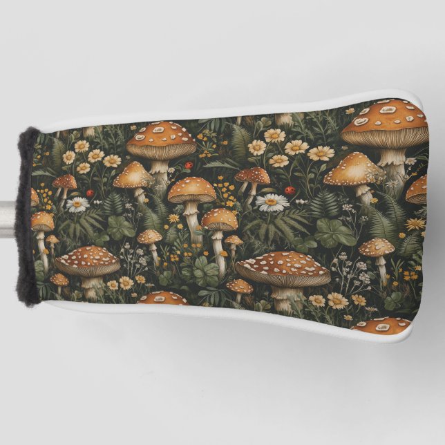 Vintager Pilzgarten Nahtloses Muster Golf Headcover (Vorderseite)